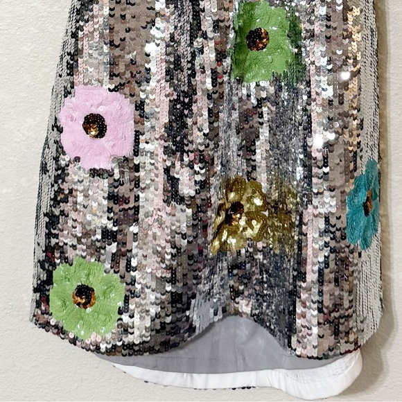 Lovers & Friends Mia Embellished Mini Dress in Silver Sequin Floral size medium - Picture 13 of 14